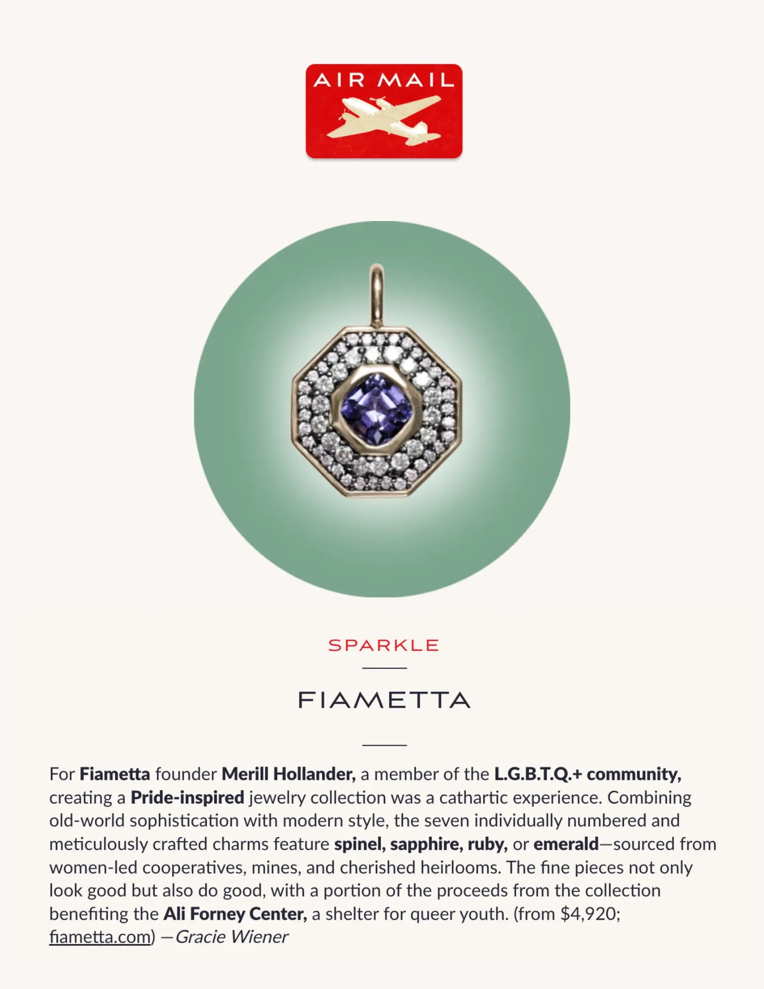 Air Mail spotlights Fiametta’s Pride Collection,