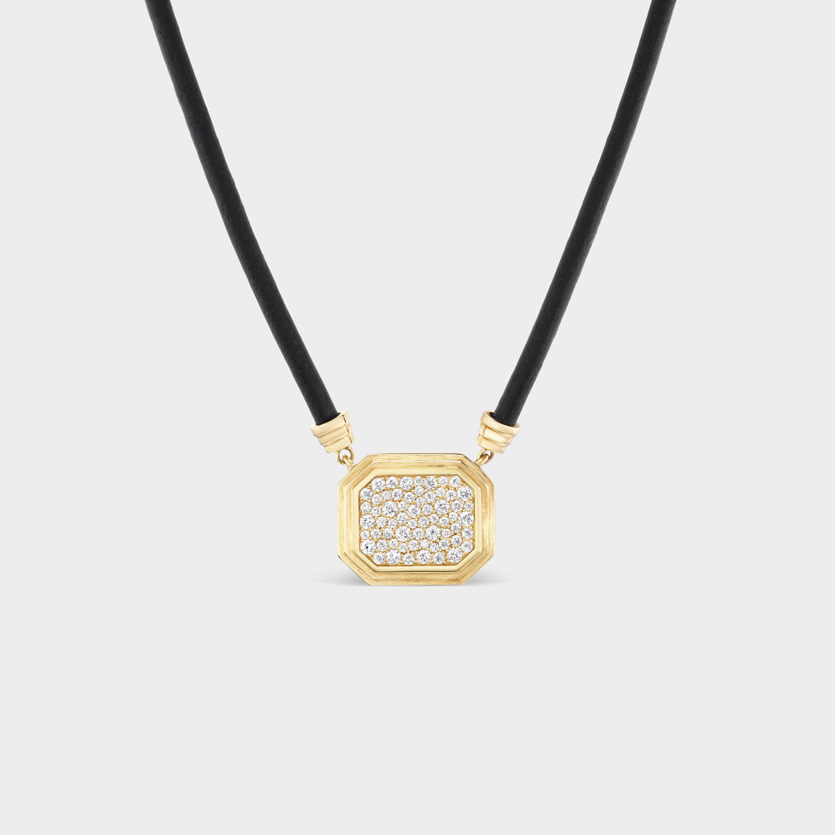 Jumbo Bezel Pavé Pendant on Leather Cord – Fiametta