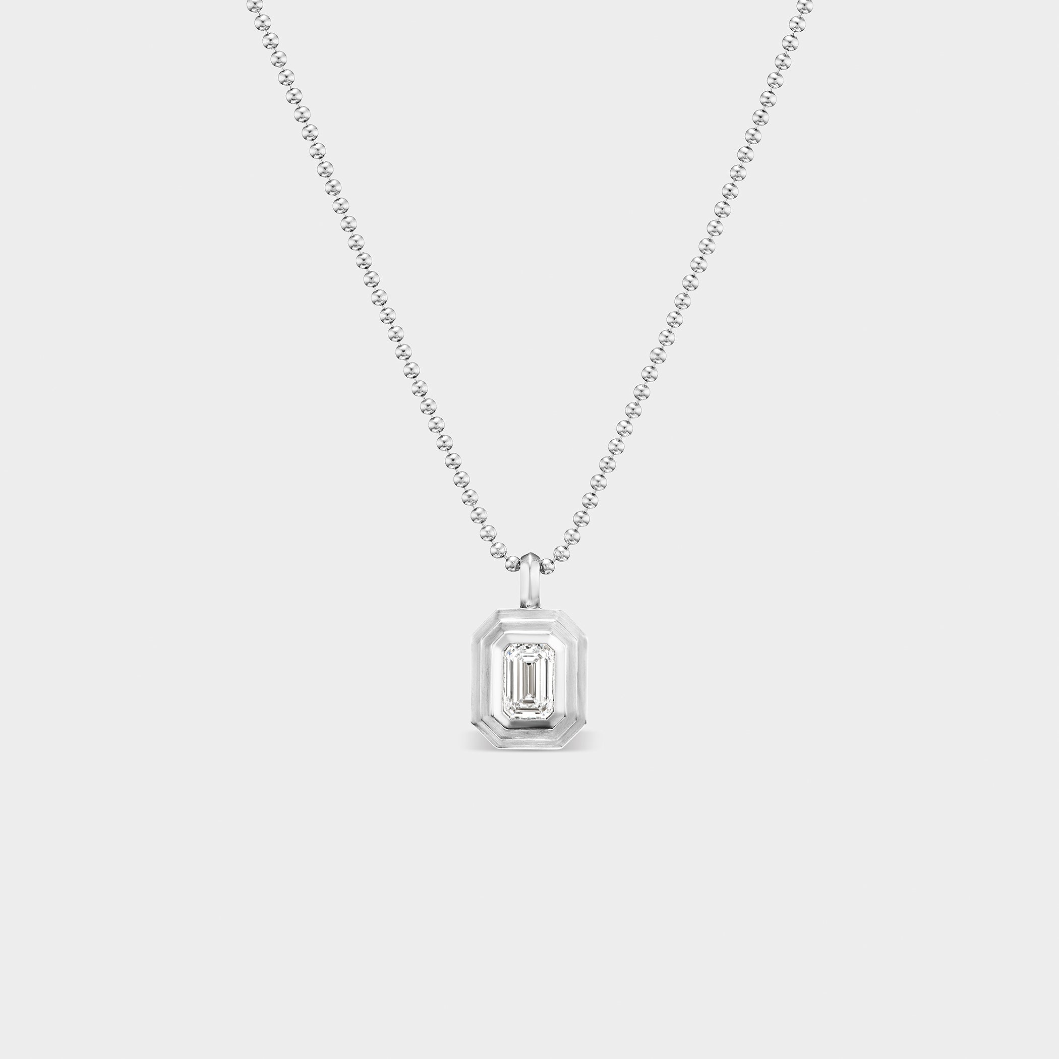 14k White Gold Chain with emerald bezel charm