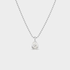Pear Bezel Charm with lab-grown diamond on a 14K white gold chain