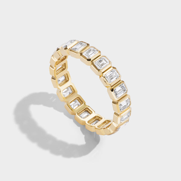 Emerald Bezel Eternity Band in 14K yellow gold with lab-grown diamonds
