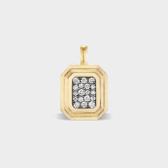 Antique finish 14K yellow gold Emerald Bezel Pavé Charm with lab-grown diamonds, perfect for an everyday ear stack.
