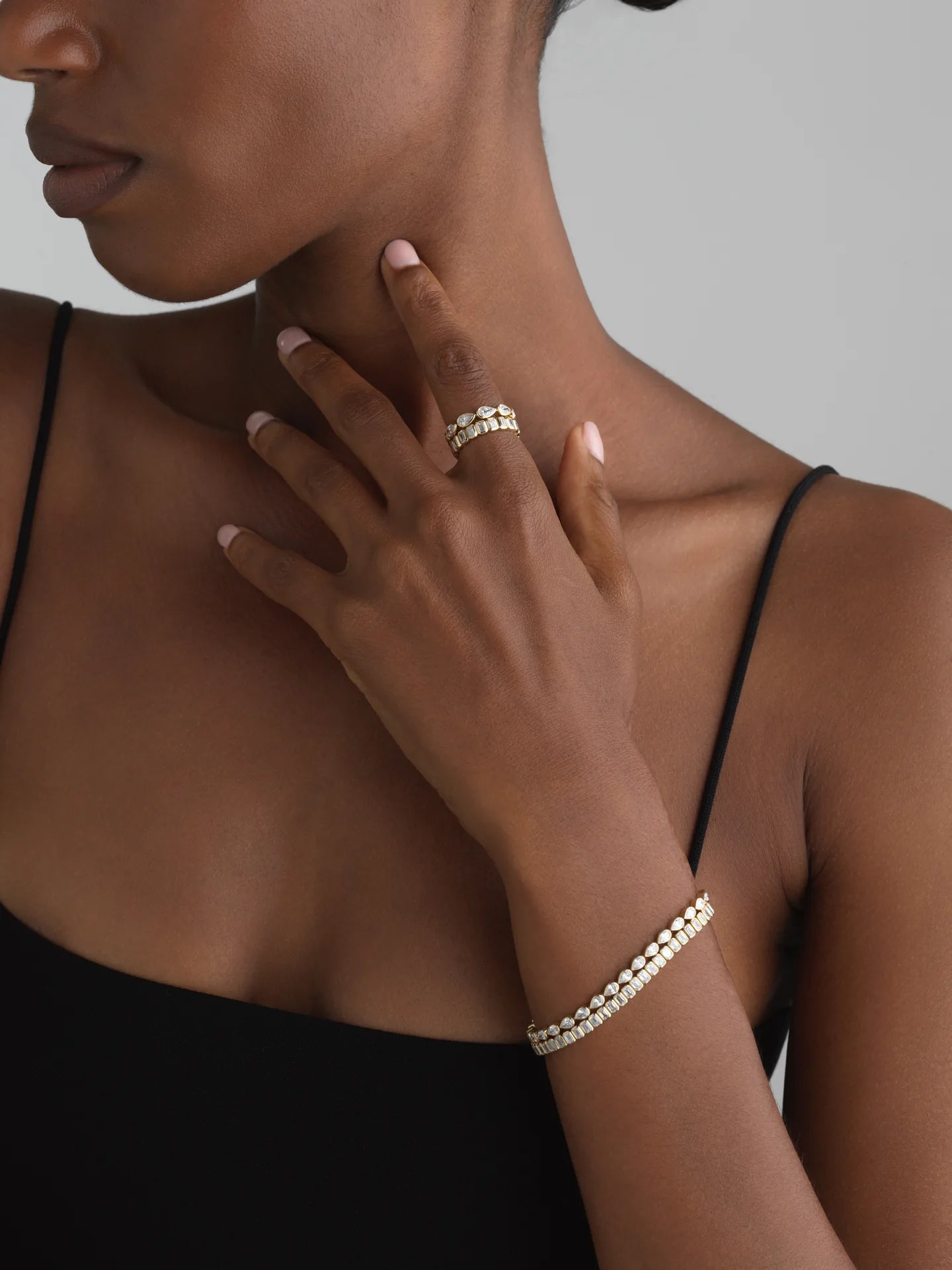 14K gold pear-cut lab-grown diamond eternity band, perfect for everyday elegance.