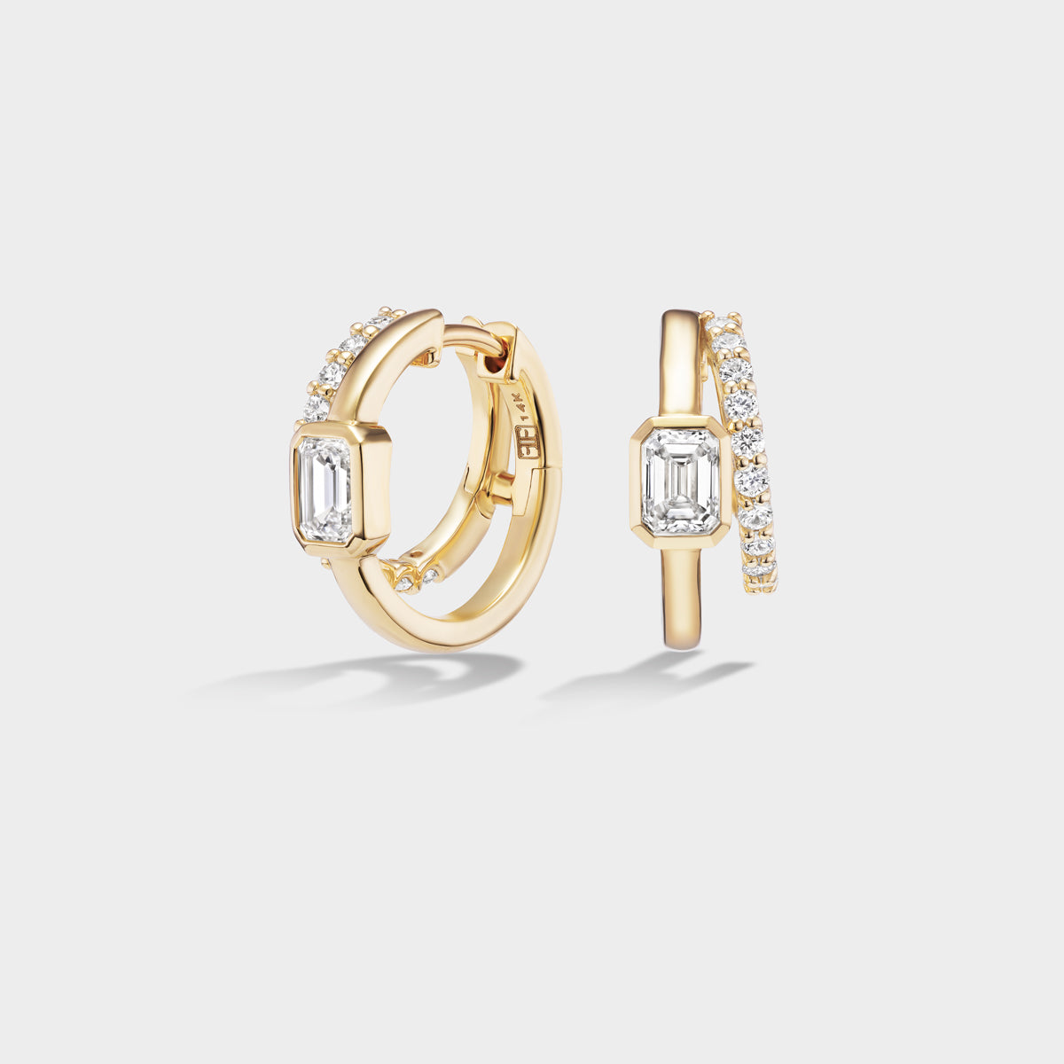 pave diamond huggies