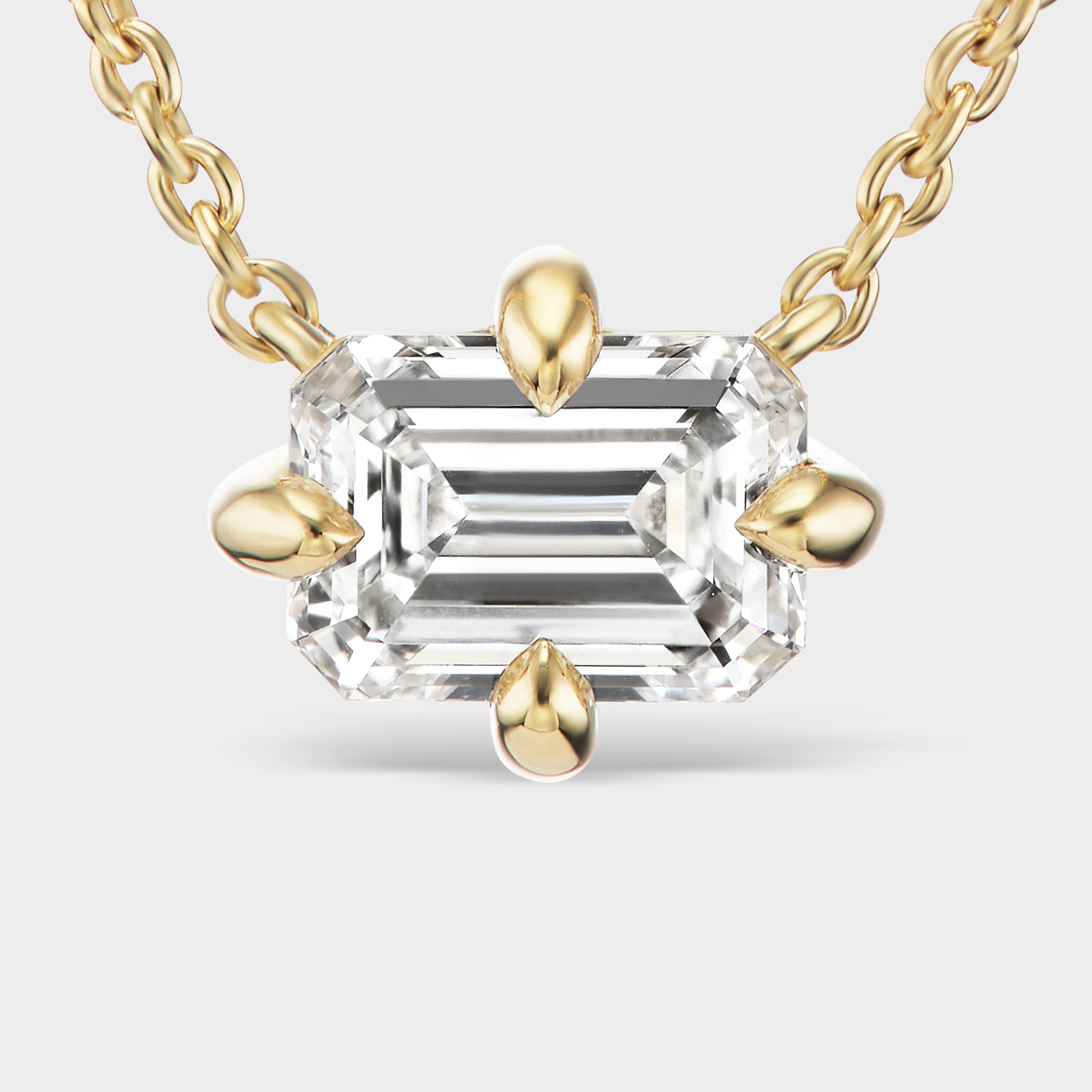 Emerald Diamond Pendant Yellow Gold