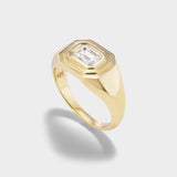 Emerald Solitaire Signet Ring