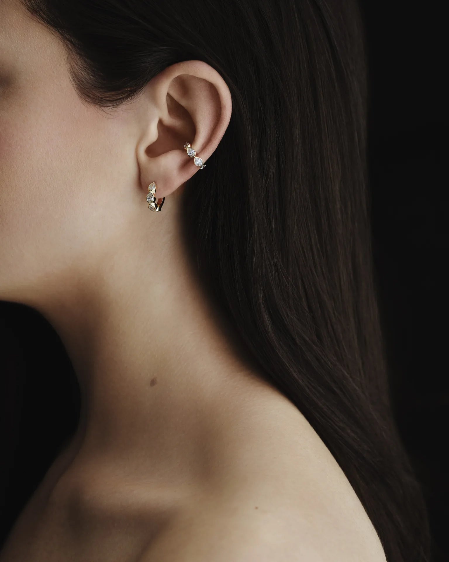 Pear Bezel Ear Cuff