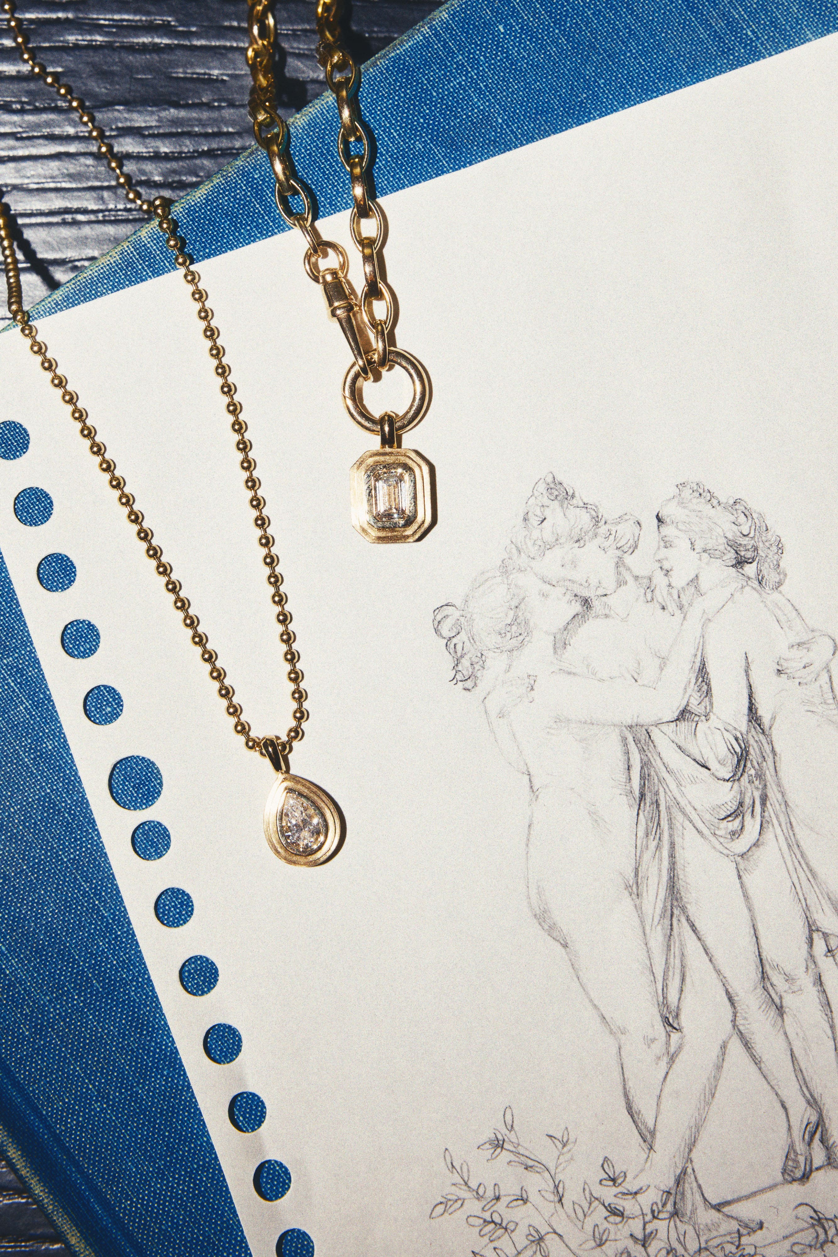 14K yellow gold Marquise Link Chain with charm clip and front-facing clasp, perfect for everyday wear.