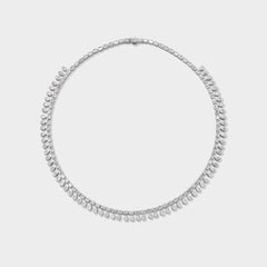 14K white gold Mini Duality Necklace with emerald and pear-cut lab-grown diamonds, perfect for everyday or formal wear.