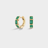 Mini Emerald Bezel Huggies