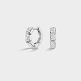 Mini Emerald Bezel Huggies