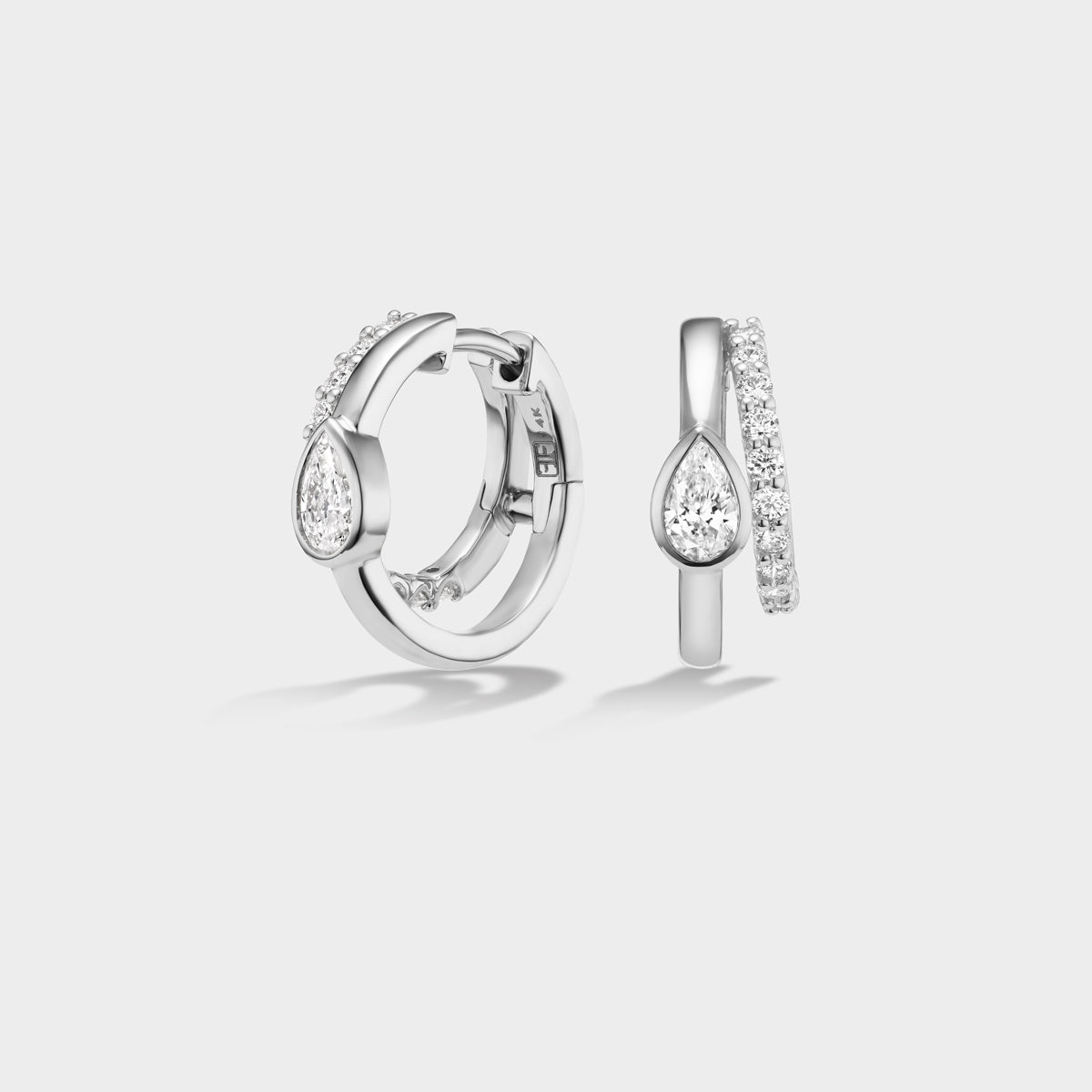 pear shape diamond huggie earrings