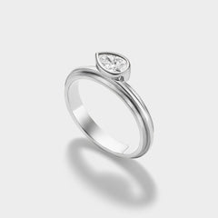 14K white gold Pear Lovers Ring with a pear-cut lab-grown diamond, ideal for stacking or everyday wear.