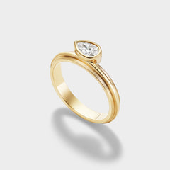 14K gold Pear Lovers Ring with a pear-cut lab-grown diamond, perfect for stacking or everyday wear.
