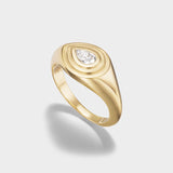 Pear Solitaire Signet Ring