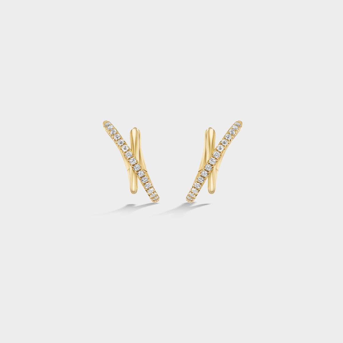 Double Huggie Single Row Pavé