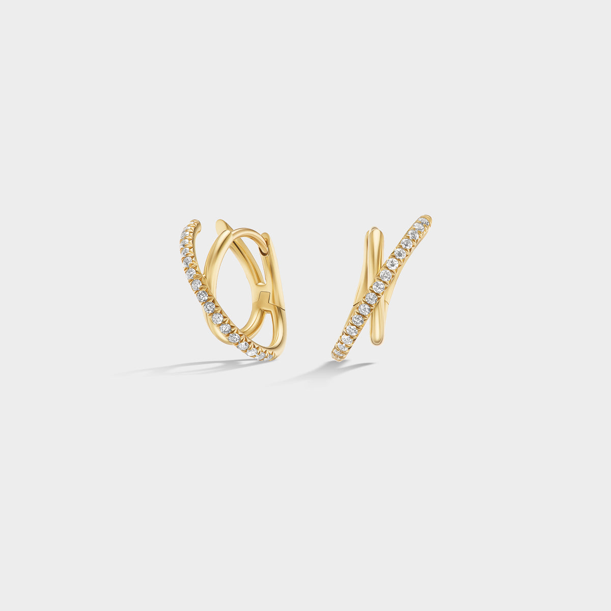 Double Huggie Single Row Pavé