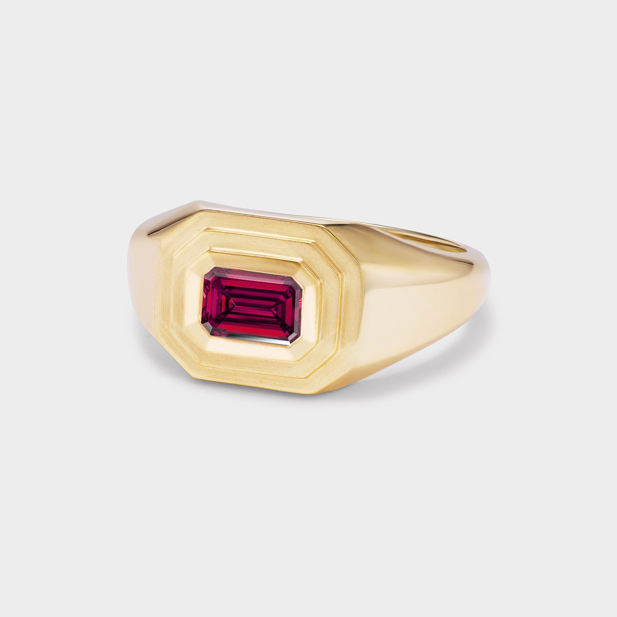 Emerald Solitaire Signet Ring