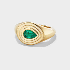 Pear Solitaire Signet Ring