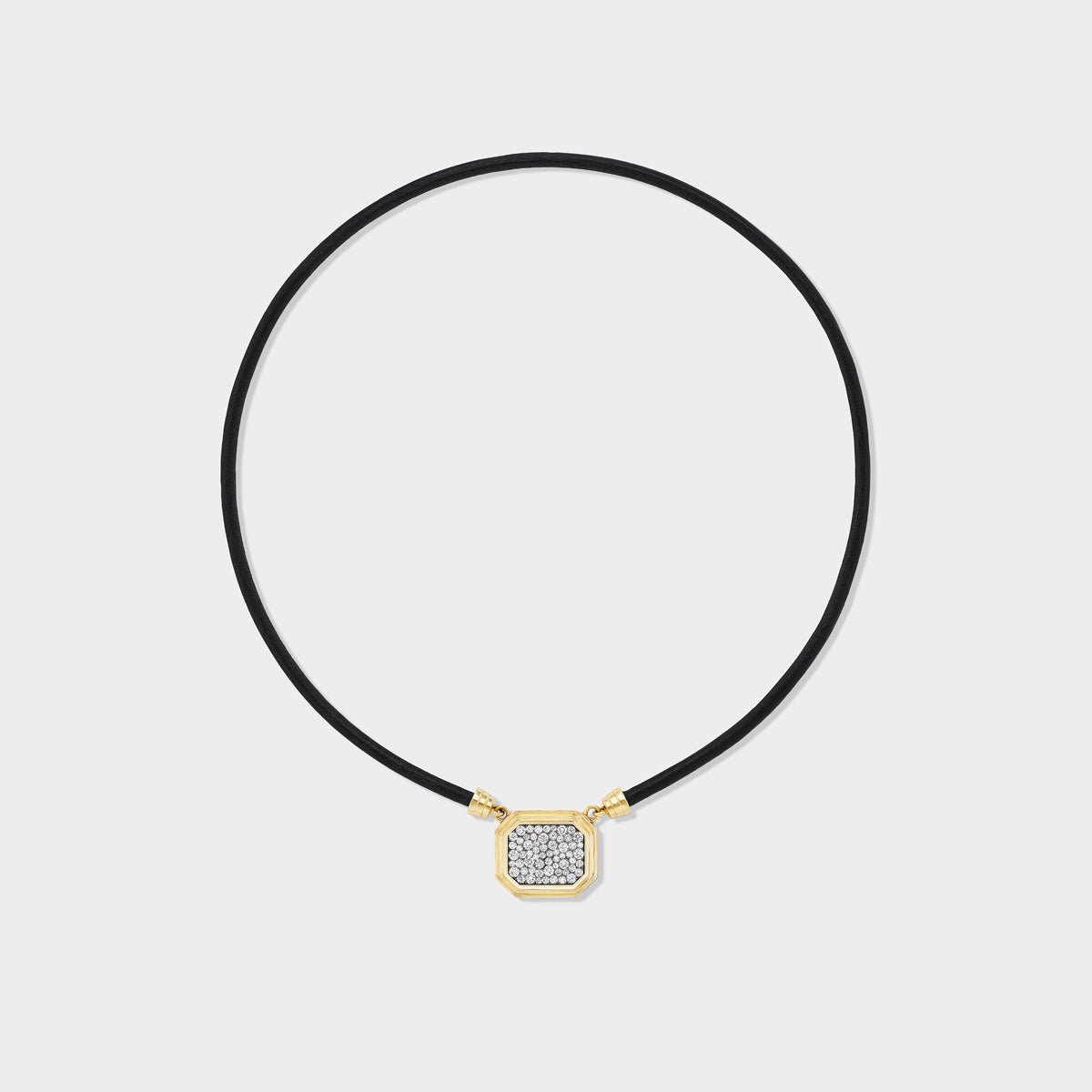 Jumbo Pavé Pendant on leather cord, antique finish