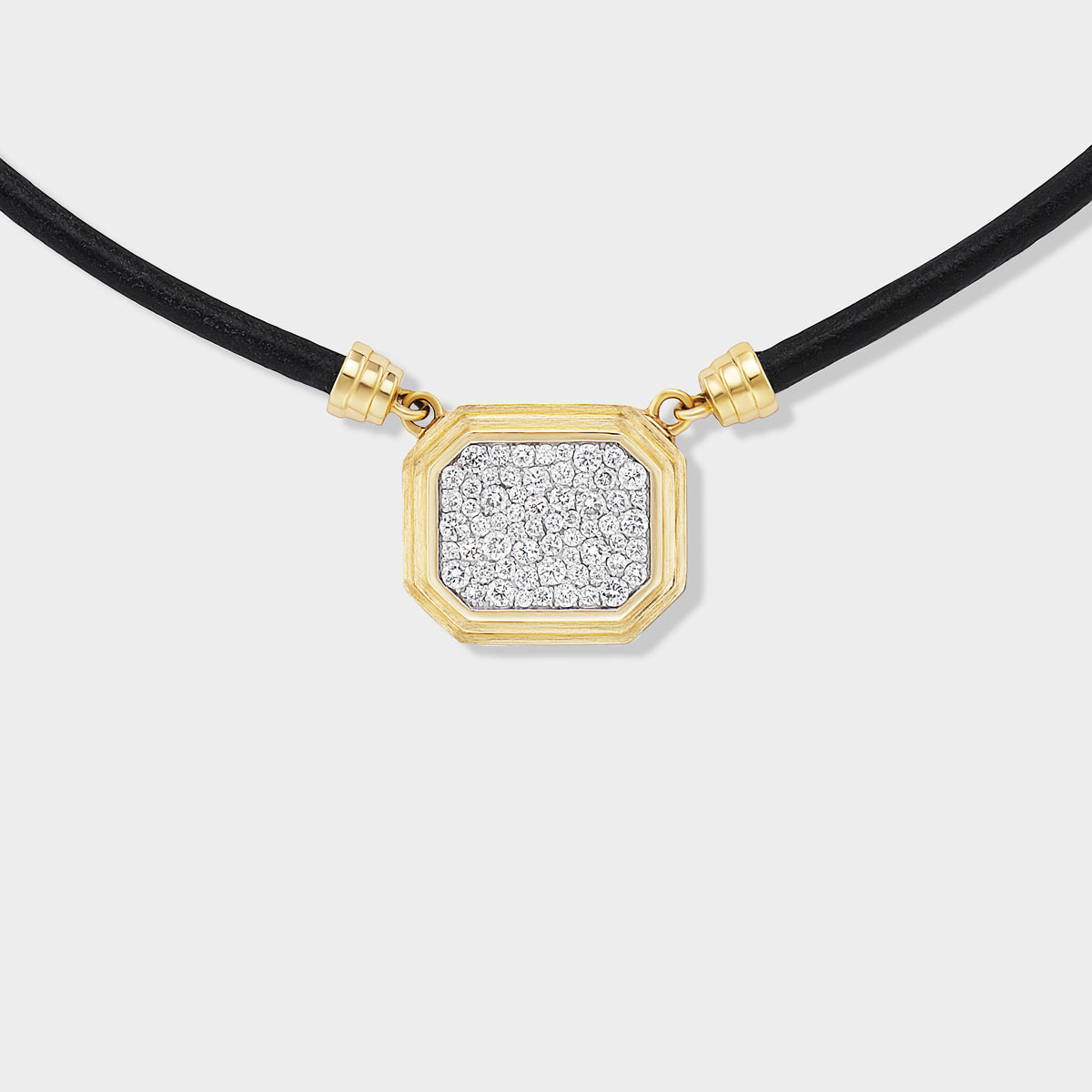 Jumbo Pavé Pendant on leather cord, white rhodium, detail