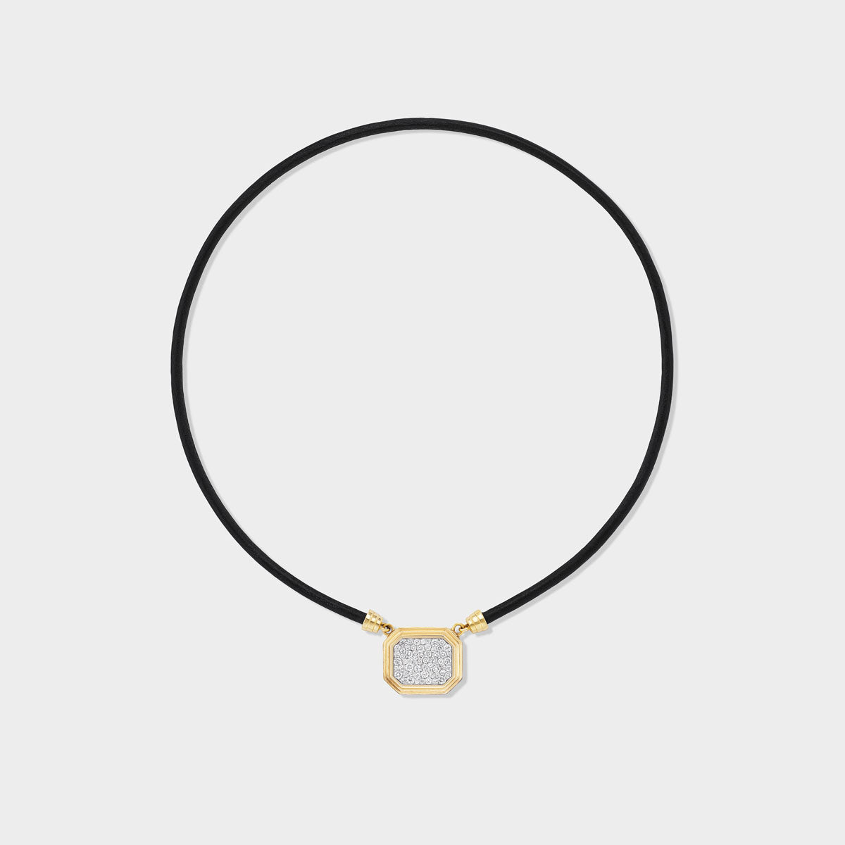 Jumbo Pavé Pendant on leather cord, white rhodium